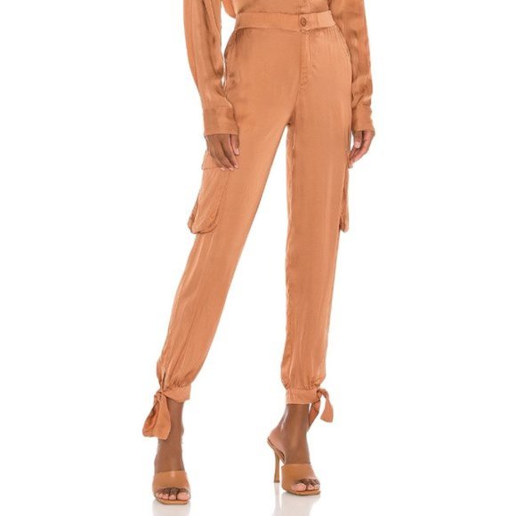 NWT YFB pistachio green khaki satin-like cargo pants, XS - Picture 7 of 11